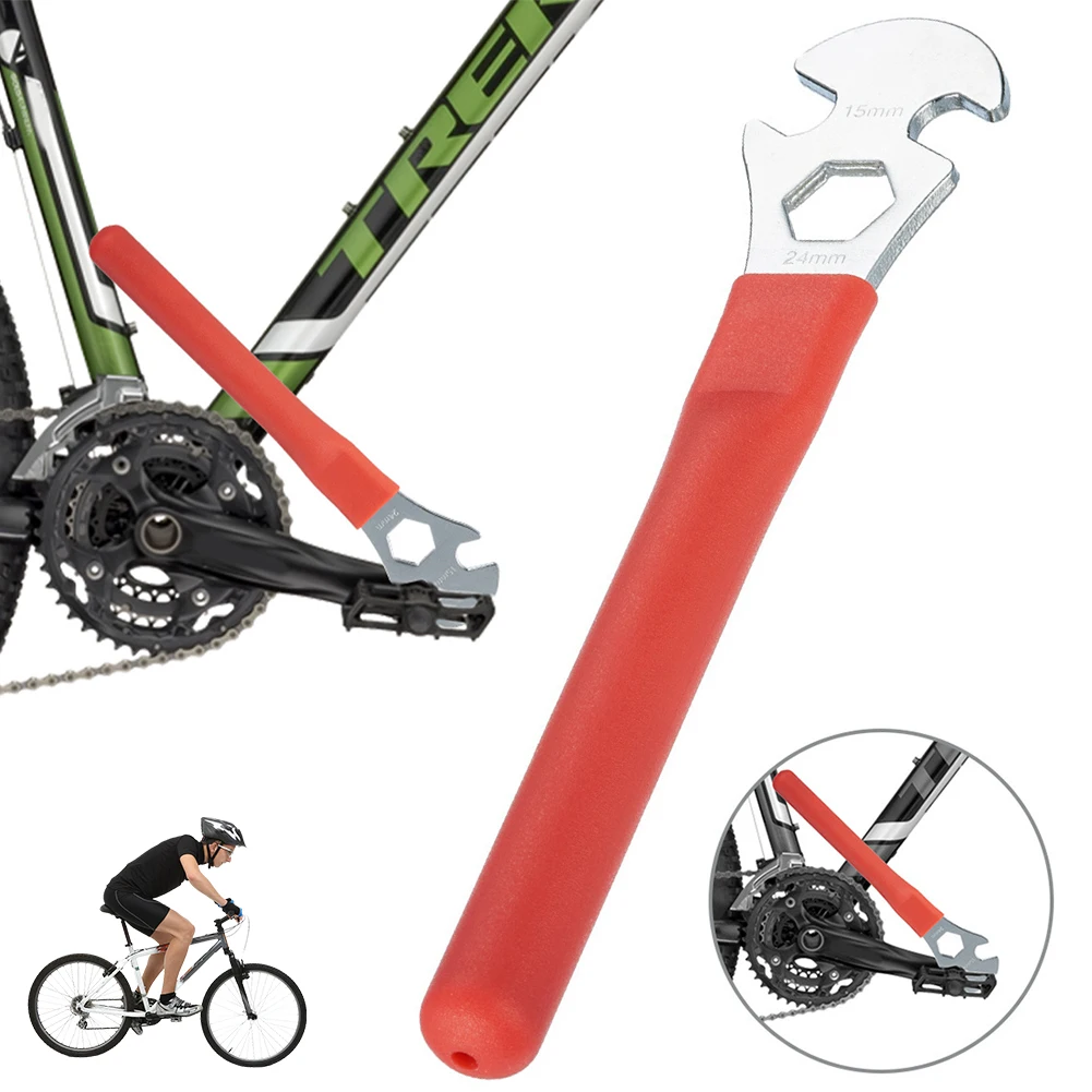 15-мм гаечный ключ для педали велосипеда, гаечный ключ для педали велосипеда с длинной удобной ручкой, инструмент для ремонта педалей, прочный для обслуживания и ремонта велосипедов