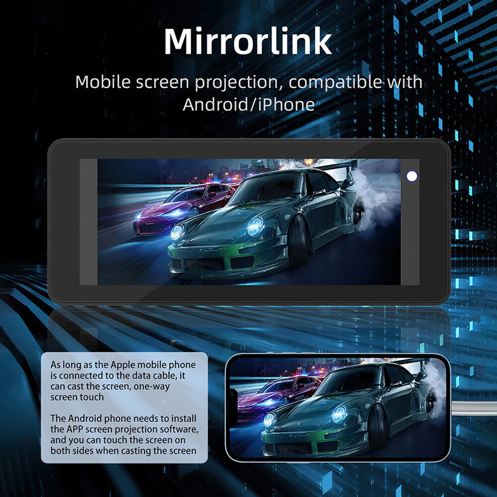 6,86-дюймовый автомобильный MP5-плеер Mirrorlink, беспроводной Carplay, автомобильный мультимедийный плеер Android, стереосистема для громкой связи, встроенный динамик