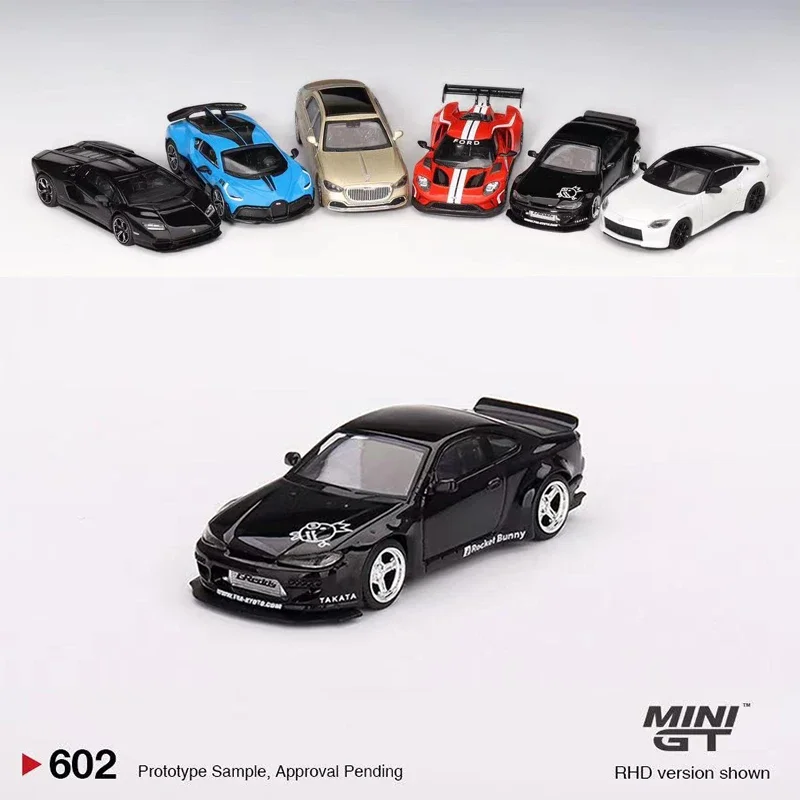 Модель автомобиля MINI GT 1: 64 Silvia (S15) Rocket Bunny Alloy Vehicle # 602 Black Pearl