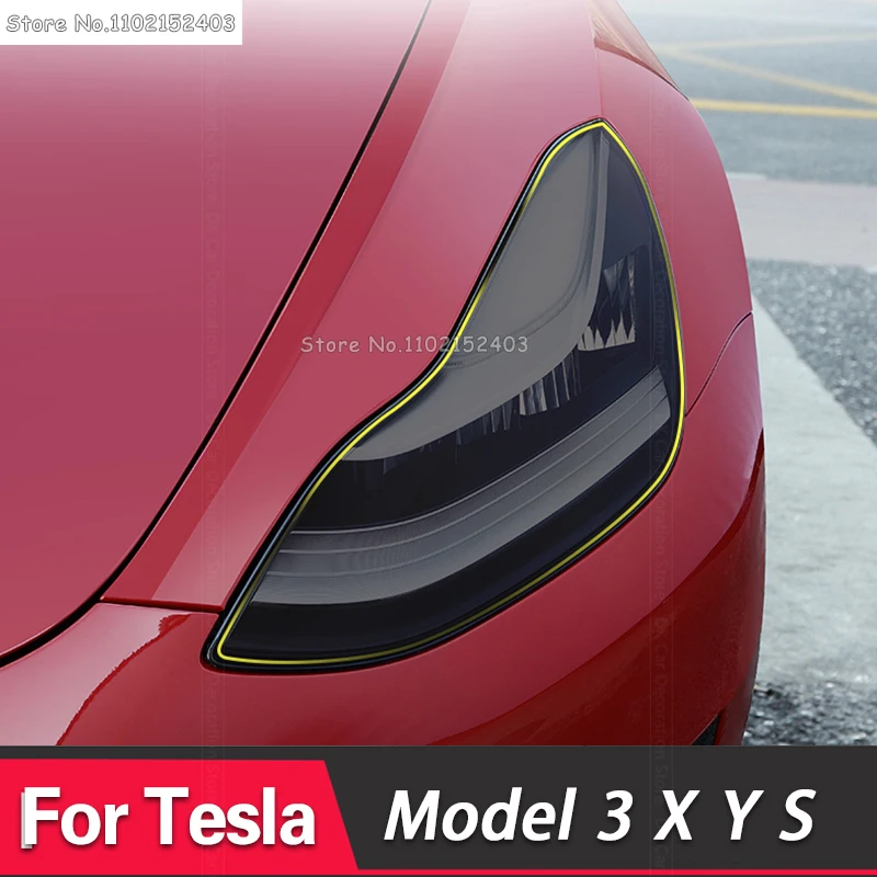 2 Шт Для Tesla Модель 3 X Y S Автомобильная Фара Дымчатая Черная Защитная Пленка Защитная Прозрачная Наклейка Из ТПУ Против царапин