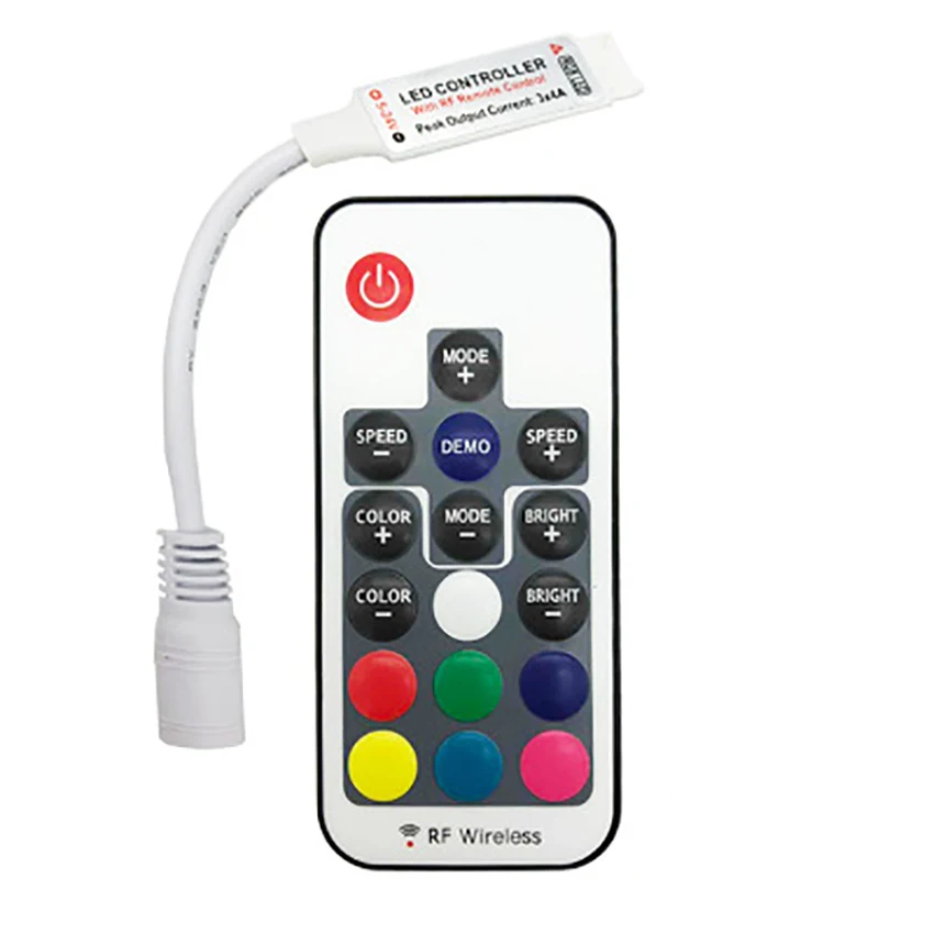 RF17 ключевой красочный контроллер Mini RGB 5050 3528 светильник 5-24 В 4PIN 433 МГц беспроводной регулятор 19-го типа с выходом в динамическом режиме 3-полосный