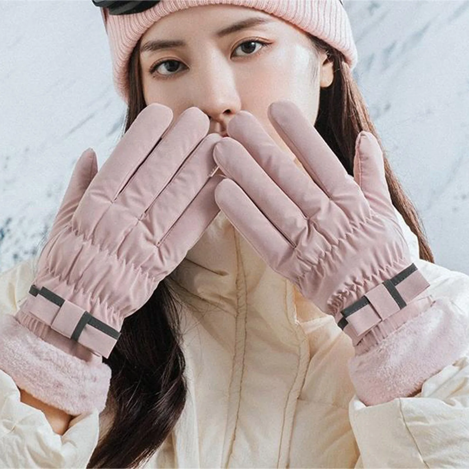 Зимние теплые перчатки, Флисовые Утолщенные рукавицы для полных пальцев, Велосипедные перчатки, Спорт на открытом воздухе, Бег, Мотоцикл, Лыжи, Перчатка с сенсорным экраном.