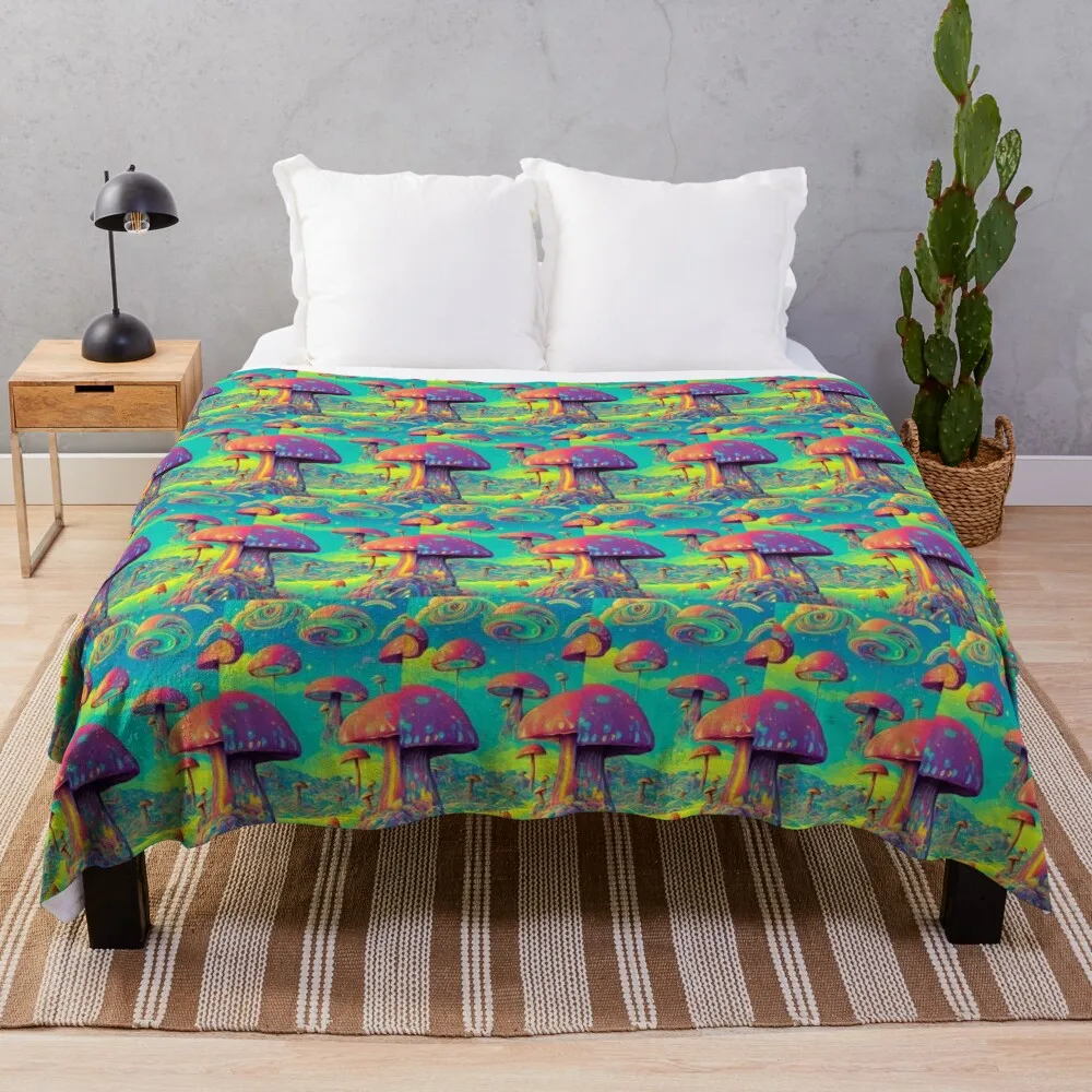 Триппи-одеяло с пейзажем радужных грибов, одеяла из аниме для косплея