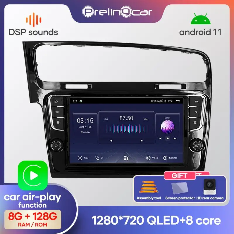 Prelingcar Android 10.0 БЕЗ DVD 2 Din Автомобильный Радио Мультимедийный Видеоплеер Навигация GPS Для Volkswagen VW Golf 7 2014-2016 DSP IPS