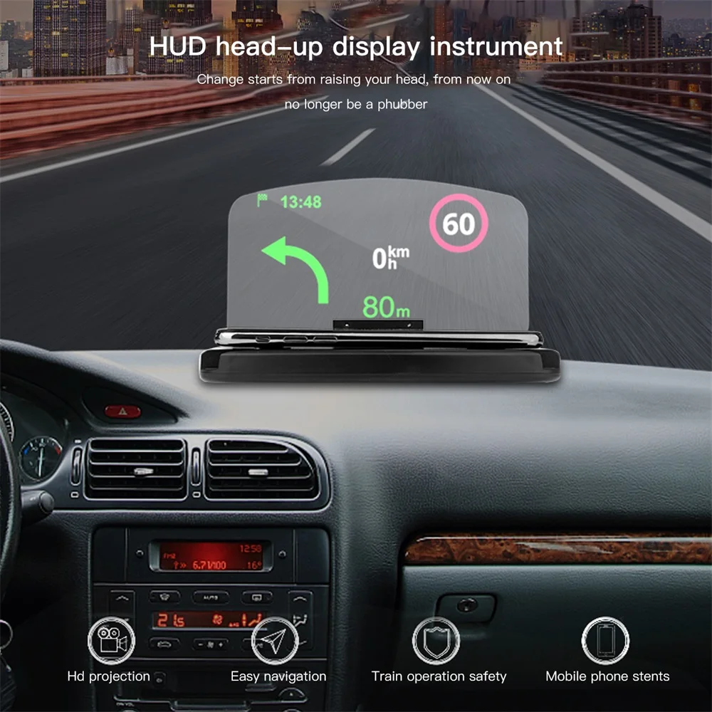 Многофункциональный автомобильный HUD-дисплей Автомобильный OBDII + GPS Проектор на лобовое стекло HUD-дисплей Напоминание о переключении передач Температура воды. Об/мин КМ/Ч МИЛЬ/ч